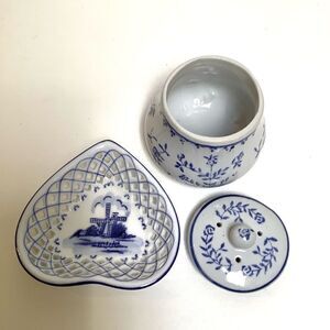Vintage Delft ware Heart Dish Hand Painted Designed by OTS Holland